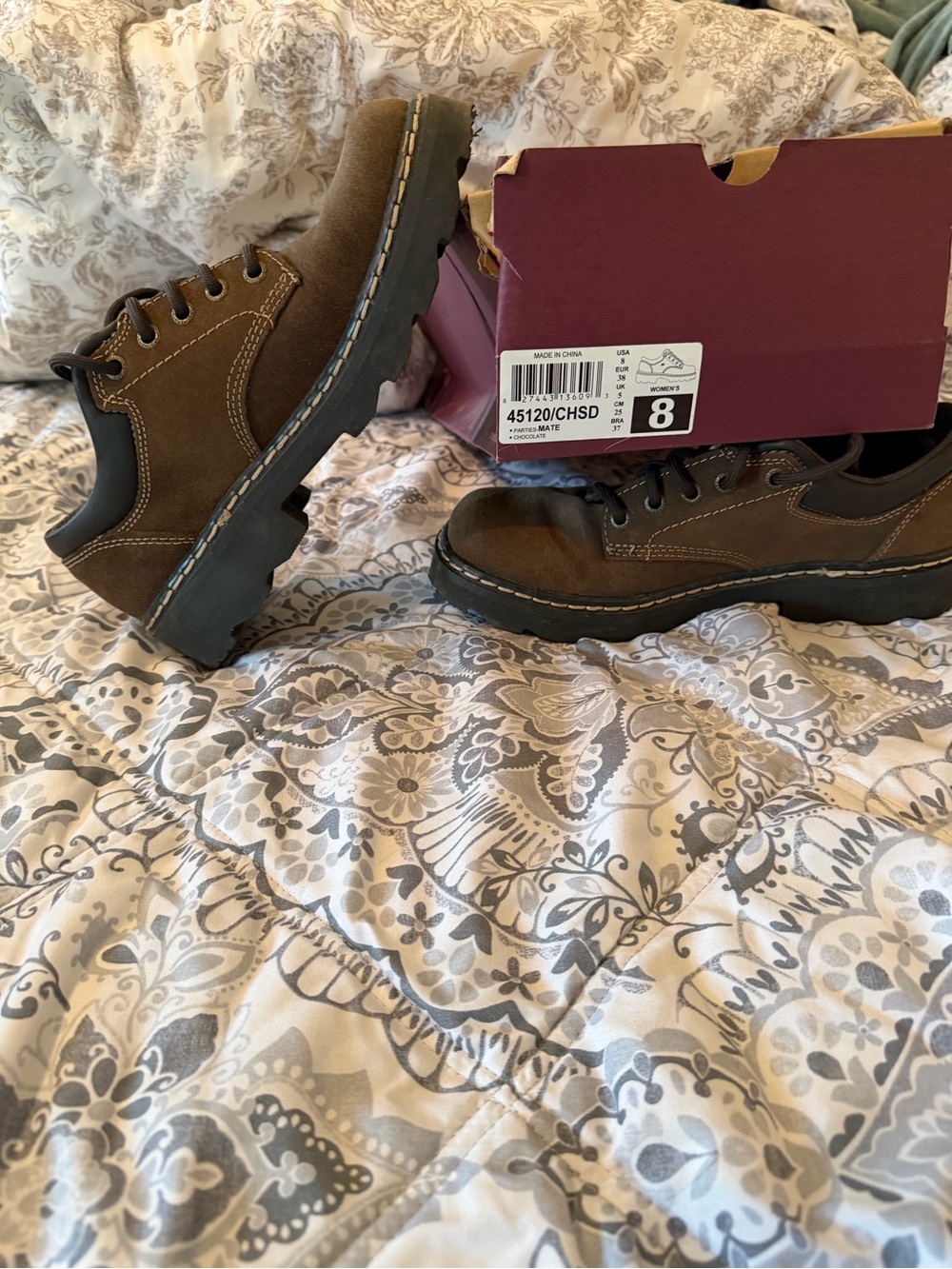 Skechers Brown Suede Casual Lace-Up Boots